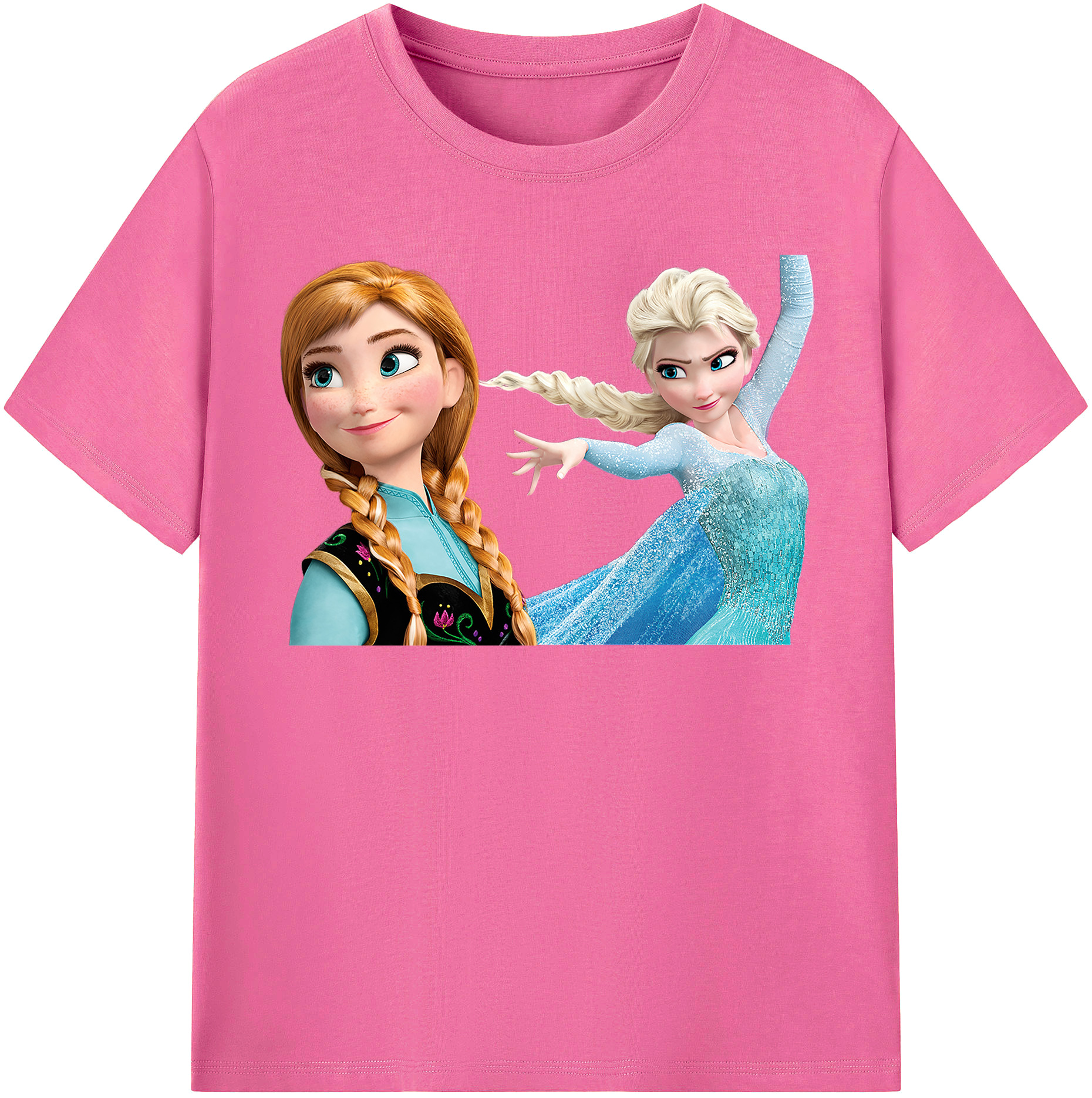 （画像用） アナと雪の女王 アンナ エルサ Frozen Anna Elsa レディースカジュアルプリントTシャツ（綿100％）
